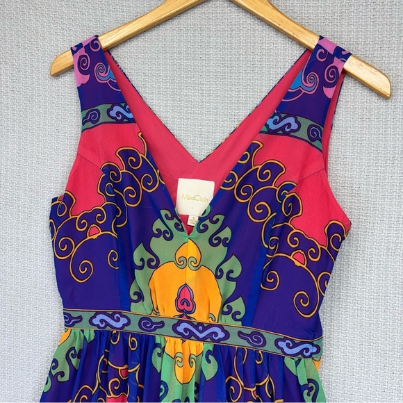 Modcloth Boho Indigo Muster the Length Maxi Dress Multicolor V-Neck S Festival - Picture 4 of 13